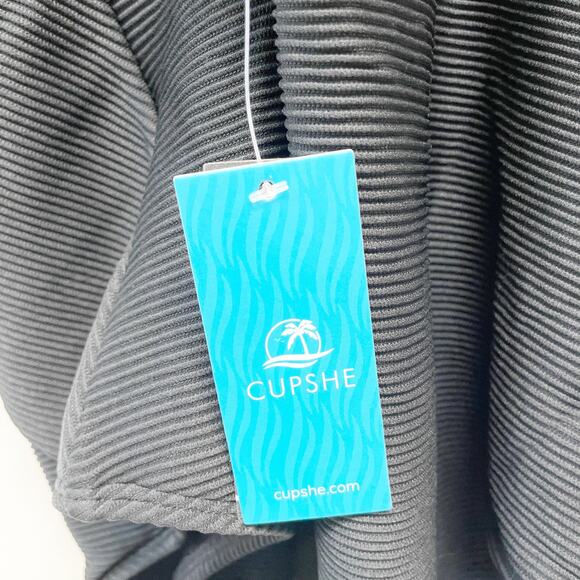 Cupshe Women's Rib Plunge Tummy Control One Piece Swimsuit Black Size XL - Picture 5 of 7